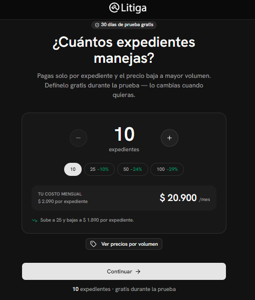Selección de número de expedientes